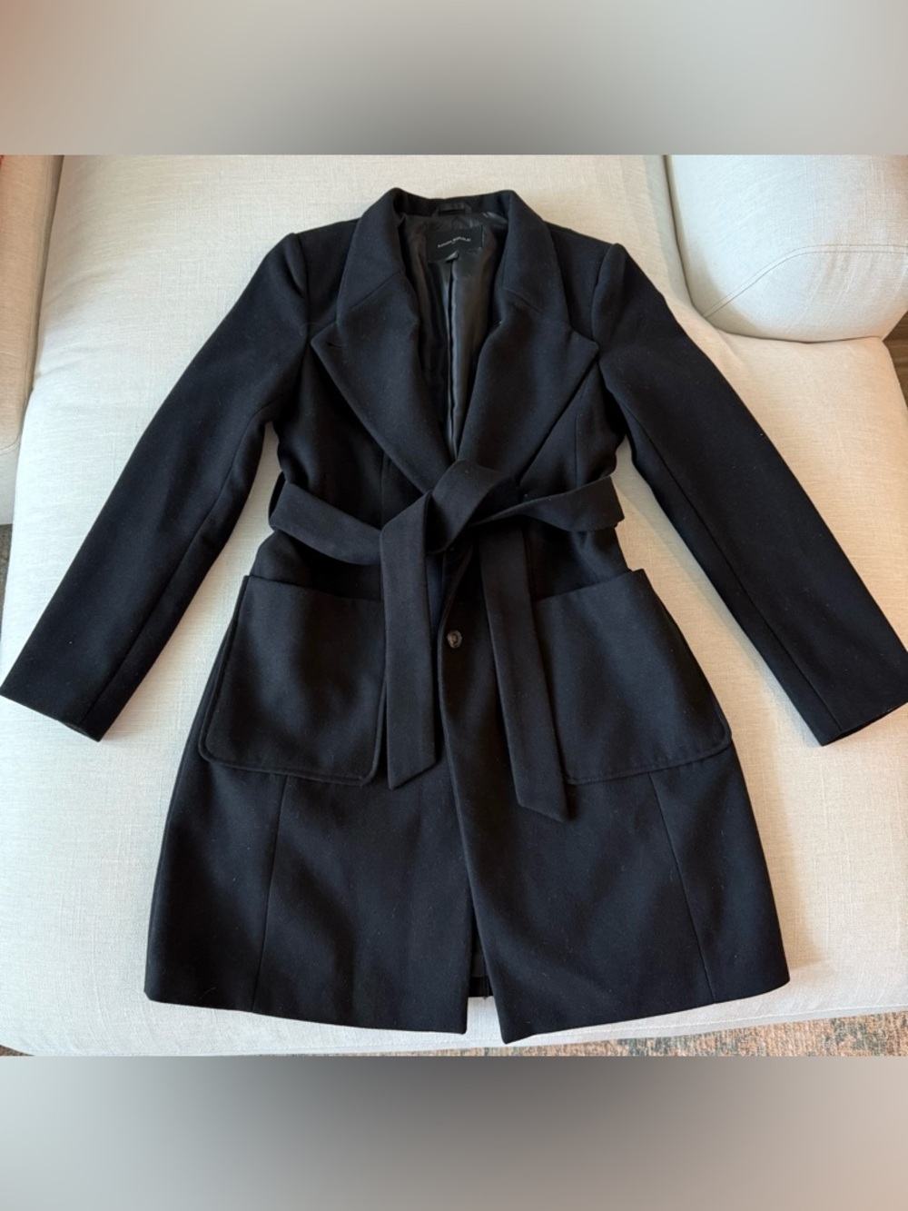 Banana Republic Black Belted Wool-Blend Pea Coat